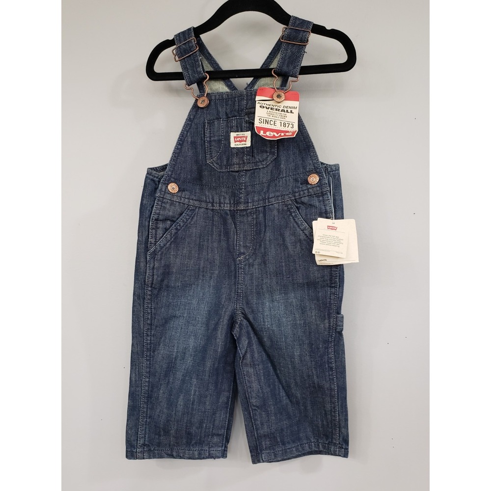 NEW SIZE 6/9 MONTHS Levi's Baby Overalls Blue Denim Pants dark wash boy girl